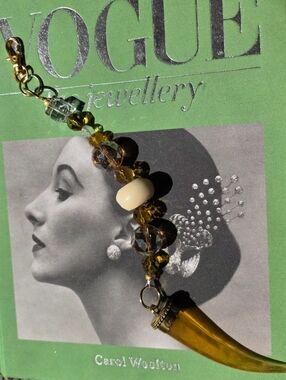 Unisex! Amber Beaded Bag Charm - Yellow Resin Horn, Bone & Crystals